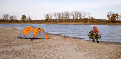 Camping on sandbar