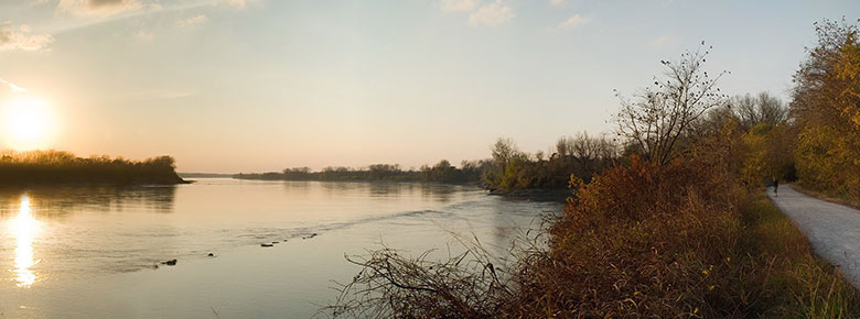 Sunset over the river from the Katy Trail