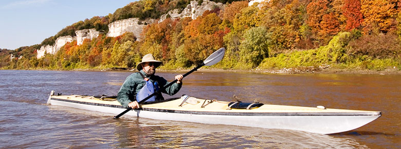 Kayaker in fall
